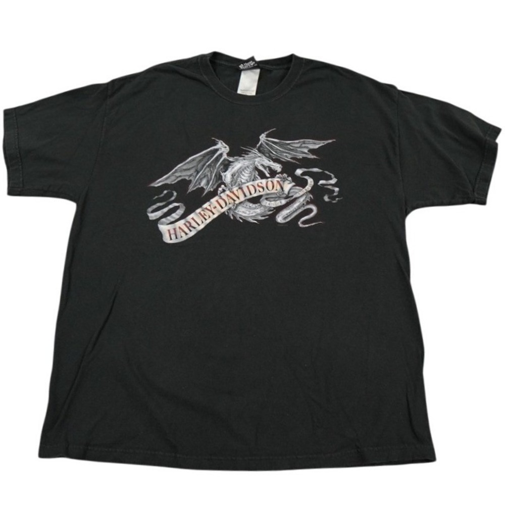 VTG Harley-Davidson Steel Dragon Shirt‎ Men XL Black Manchester 2005 Graphic Tee